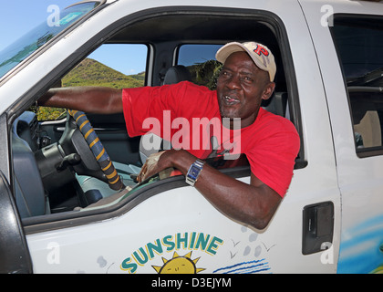 Caraïbes Antigua,CHAUFFEUR DE TAXI Banque D'Images