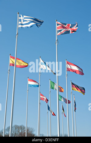 Une variété de drapeaux des nations unies ensemble Banque D'Images