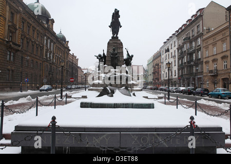 Monument Grunwald, Cracovie, Pologne. Banque D'Images