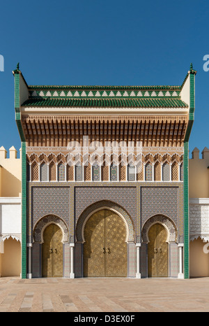 Entrée principale du palais royal (Dar el-Makhzen) à Fes (fez), Maroc Banque D'Images