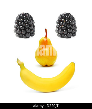 Fruits définir comme un visage souriant Banque D'Images