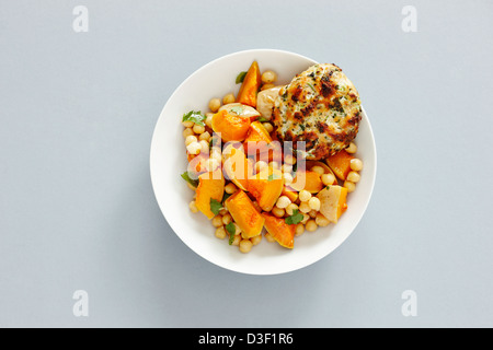 Galettes de poisson Saumon courge patty pois chiches Banque D'Images