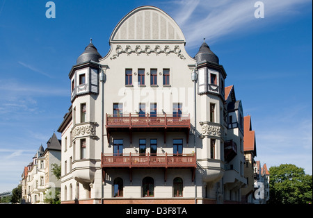 Leipzig, Allemagne, rénové villa de style Art Nouveau dans le quartier de routes forestières Leipzig Banque D'Images