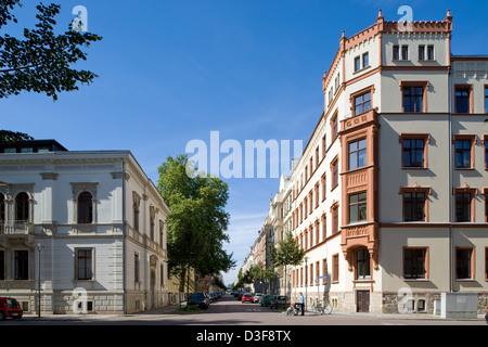 Leipzig, Allemagne, dans le quartier rénové wilhelmienne Waldstrasse Leipzig Banque D'Images