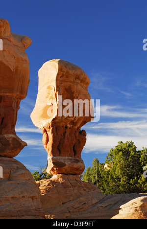 des hoodoos de forme étrange dans le (apparemment mal nommés) Jardin „Devils“ près du trou „dans la route Rock“ Du monument national Grand Staircase-Escalante Banque D'Images