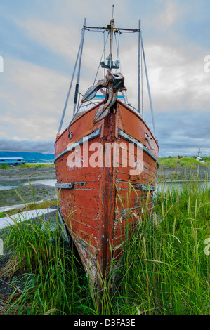 Virtuelle d'un musée de plein air de la pêche et le bateau gear ornent une propriété sur l'Homer Spit, Homer, Alaska, USA Banque D'Images