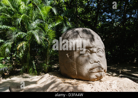 Tête Colossale Olmèque 1 Monument à la Venta. Villahermosa, Tabasco, Mexique Banque D'Images