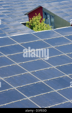 Freiburg, Allemagne, panneaux solaires sur les toits de Vauban Banque D'Images