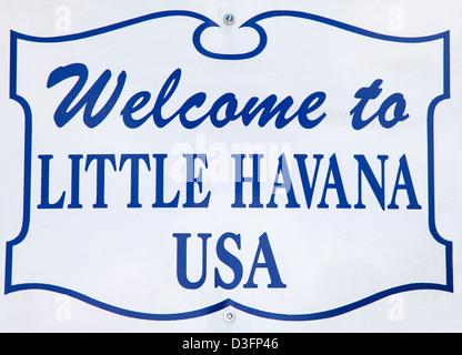 Bienvenue à la petite havane Signe, Miami, USA Banque D'Images