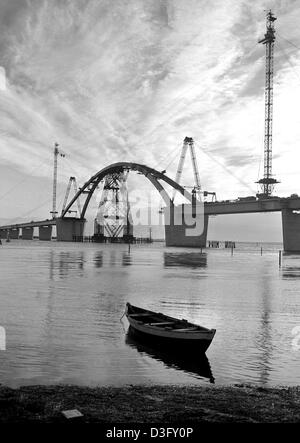 Construction de la pont Fehmarnsundbrücke - - connectiong le continent et l'île de Fehmarn à travers la mer Baltique, sur la photo le 14 septembre 1962. Banque D'Images