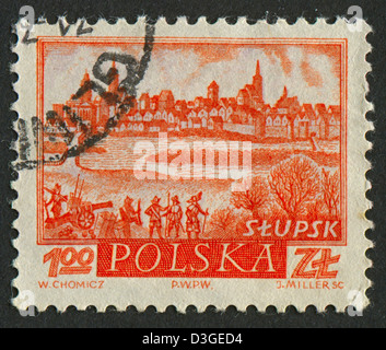 Pologne - VERS 1960 : un timbre imprimé en Pologne montre libre du village Stupsk, vers 1960. Banque D'Images