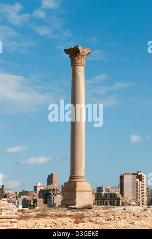 La colonne de Pompée (Memorial de Dioclétien), colonne triomphale romaine à Alexandrie, Egypte Banque D'Images