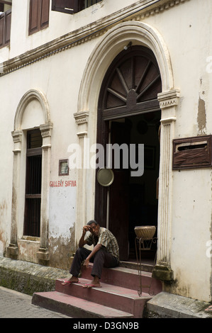 Vieille maison à ruelle de la vieille ville, Mombasa, Kenya Banque D'Images