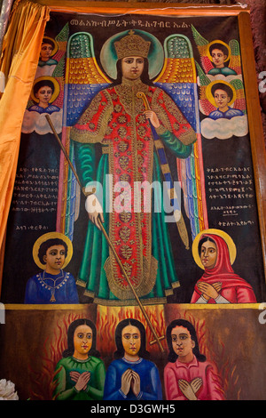 Peinture colorée, Bet Gebriel Église, Lalibela, Éthiopie Banque D'Images