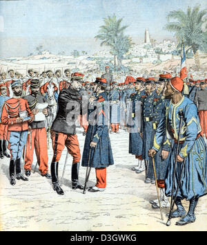 Médailles de guerre décernées aux soldats français en Algérie (février 1904) Illustration ou gravure de style rétro Banque D'Images