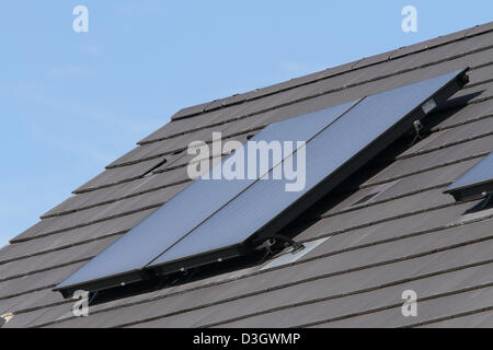 L'eau chaude solaire panneau verre gamme toit Banque D'Images