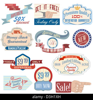 Les étiquettes et autocollants collection Vintage Banque D'Images