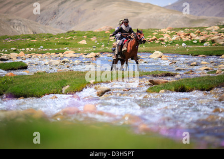 River Crossing, dans le corridor de Wakhan, Badakhshan, Afghanistan Banque D'Images