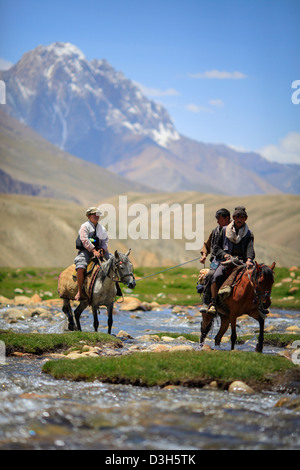 River Crossing, dans le corridor de Wakhan, Badakhshan, Afghanistan Banque D'Images