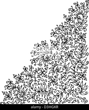 Floral raffiné vignette 24. Eau-forte d'illustration vectorielle de décoration. Banque D'Images
