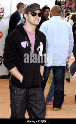 (Afp) - le chanteur Justin Timberlake arrive pour la cérémonie de remise des prix de la 18e de Nickelodeon Kid's Choice Awards à Westwood, en Californie, USA, 2 avril 2005. Banque D'Images