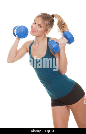 Woman working out remise en forme ou l'entraînement avec haltères Banque D'Images