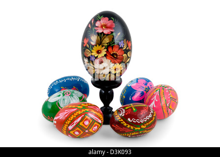 Easter-eggs sur le fond blanc Banque D'Images