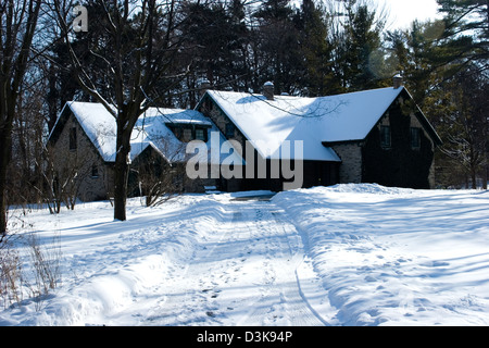 Le lieu historique national Woodside Kitchener sur le Canada en hiver. Ancienne maison du premier ministre William Lyon Mackenzie King. Banque D'Images