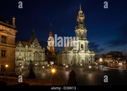 Dresde, Allemagne, du château de Dresde, catholique et le Semperoper Banque D'Images