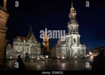 Dresde, Allemagne, du château de Dresde, catholique et le Semperoper Banque D'Images