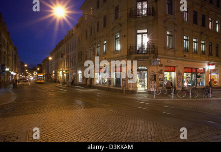 Dresde, Allemagne, et l'intersection de la rue Louise Rothenburger Banque D'Images