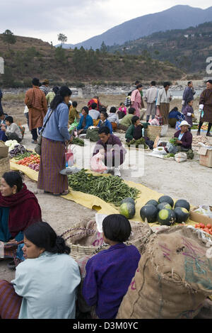 Marché à Punakha / Khuruthang, Bhoutan, Asie Banque D'Images