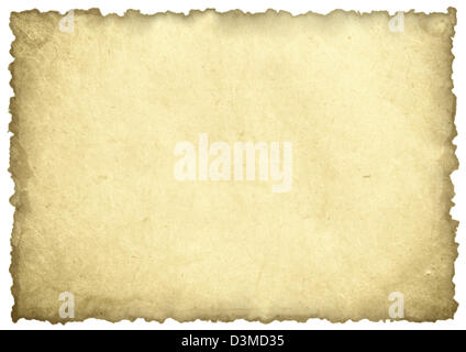 Feuille de papier ancien isolated on white Banque D'Images