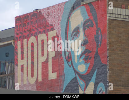 Shepard Fairey barack obama espère murale sur hollywood boulevard à Los Angeles en Californie Banque D'Images