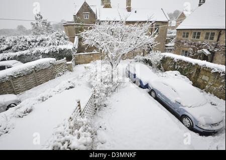 Snow Northend Batheaston Baignoire Somerset England UK Banque D'Images