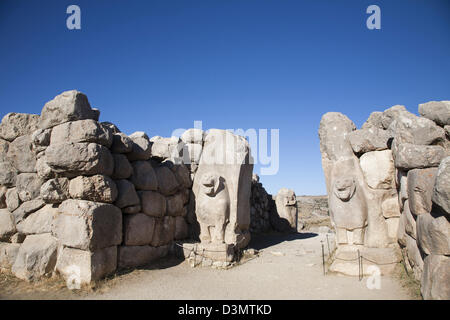 La porte des lions, zone archéologique de hattusha, Anatolie centrale, Turquie, Asie Banque D'Images