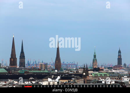 Hambourg, Allemagne, Ville faits au crépuscule Banque D'Images