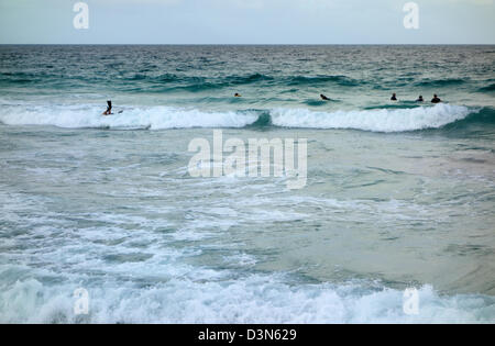 Surfeurs de Trigg Island Beach Perth Western Australia Banque D'Images