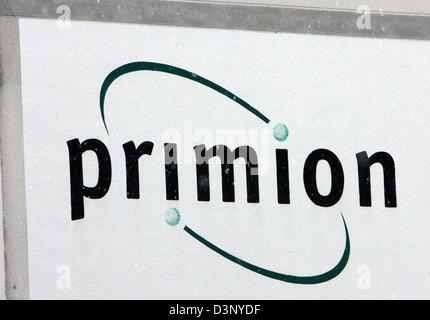 La photo montre le logo de primion Technology AG à Stetten am kalten Markt, l'Allemagne, lundi 20 février 2006. Les revenus de l'entreprise de 41 millions d'euros de l'offre publique initiale doivent être investis dans plus d'acquisition et l'enrichissement de la distribution. Primion propose un contrôle d'entrée, l'enregistrement des temps et de la surveillance de zones sensibles. Il compte 250 employés. Photo : Patric Banque D'Images