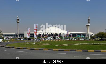 L'Aéroport International de Sharjah (SHJ), un noeud pour Lufthansa Cargo dans le près de Moyen-Orient. En comparaison avec les pays voisins de l'aéroport de Dubaï, ici compagnies opérant dans les pays voisins début unis et dans les pays voisins. Banque D'Images