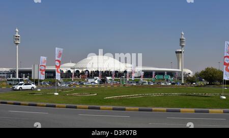 L'Aéroport International de Sharjah (SHJ), un noeud pour Lufthansa Cargo dans le près de Moyen-Orient. En comparaison avec les pays voisins de l'aéroport de Dubaï, ici compagnies opérant dans les pays voisins début unis et dans les pays voisins. Banque D'Images