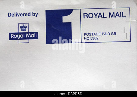 Livrés par Royal Mail GO port payé sur l'enveloppe estampillée Banque D'Images