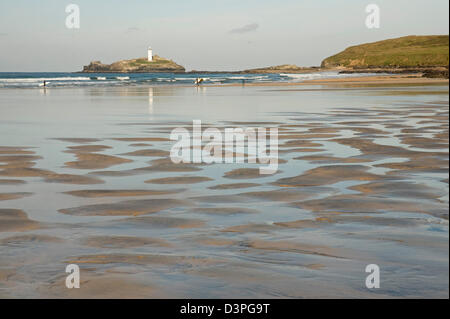 Sur la côte nord des Cornouailles à la baie de St Ives, à au nord vers le phare de Godrevy Point Banque D'Images