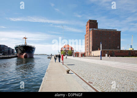 Wismar, Allemagne, le container feeder MV Driever dans le port de Wismar Banque D'Images