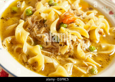 Soupe Poulet et nouilles faites maison Banque D'Images