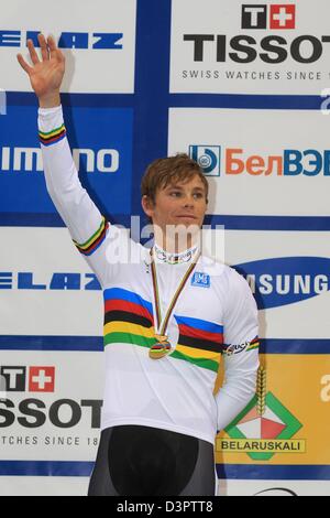 Minsk, Belarus. 22 février 2013. Michael Hepburn Aus Mens au Championnat du Monde 'vélo' kilomètre championnats, Minsk, Biélorussie. Banque D'Images