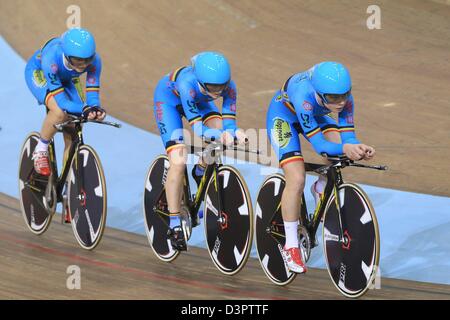 Minsk, Belarus. 22 février 2013. Belgique Els Mouton Womens Sarah Lotte World Championship 'kilomètre championnats vélo', Minsk, Biélorussie. Banque D'Images