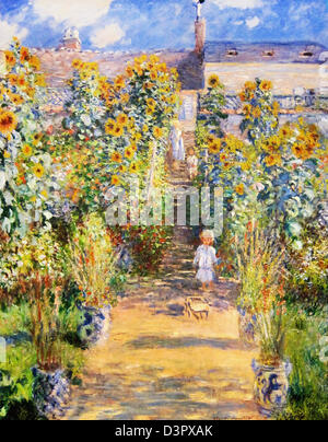 Claude Monet, le jardin de l'artiste à Vétheuil, 1880, National Gallery of Art Huile sur toile. Banque D'Images