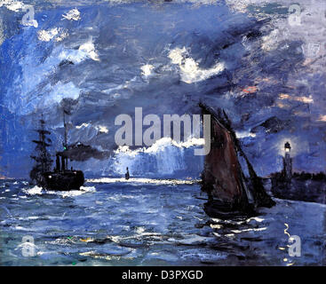 Claude Monet, un paysage marin, l'expédition par Moonlight 1864 Huile sur toile. Scottish National Gallery Banque D'Images