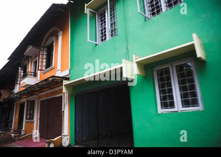 Façade de maisons dans une ville, fort Cochin, Cochin, Kerala, Inde Banque D'Images